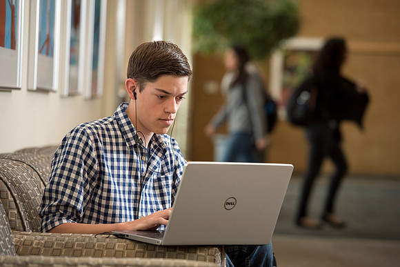 Peter Marshall finds a quiet place to study in the MC.