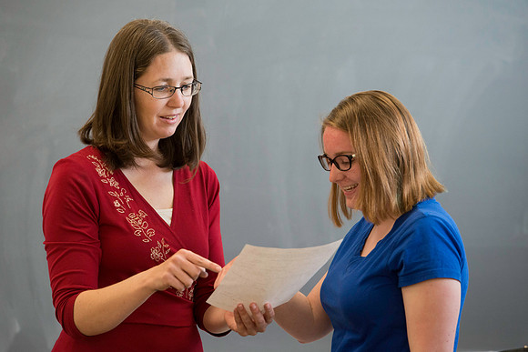 Exemplary Faculty Jen Baxter teaches a Trigonometry class in the Ricks Building.