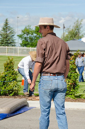 Student helping with the "steer" roping at BYU-Idaho's first Ag Days