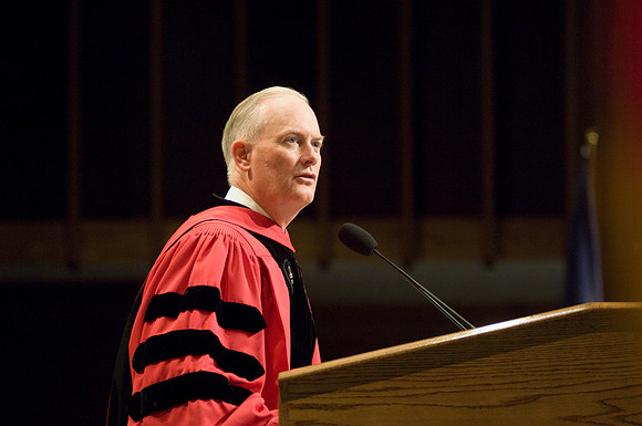President Kim B. Clark speaks during commencement.