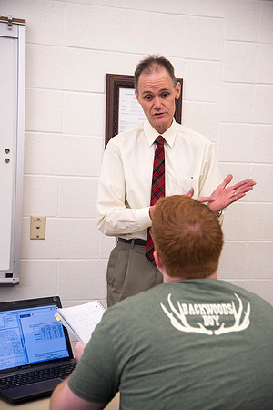 Mechanical Engineering instructor, Russell Daines, teaches the Fluid Mechanics course in the Austin building.