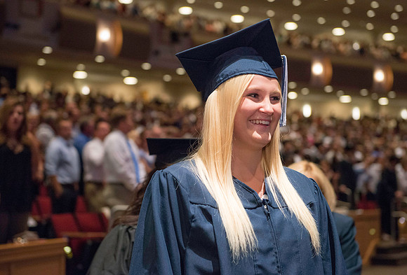 BYU-Idaho graduation. Graduates march in during the processional.