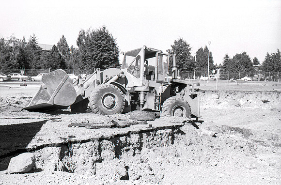 Construction takes place on the Religion Building site.