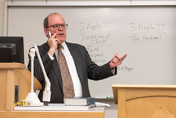 Jeff Chapman, one on the Religion instructors, teaches the Foundations of the Restoration course on campus.