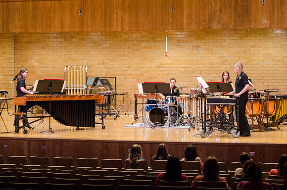 Students playing percussions at the RixStix concert, Spring 2013