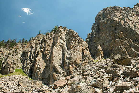 A massive rock buttress, several hundred feet tall on the South boundry of the Jackson Hole Ski resort. (Rock climbing video shoot directed by Michael Ballard and assisted by Taylor Ray. Scott Hurst b