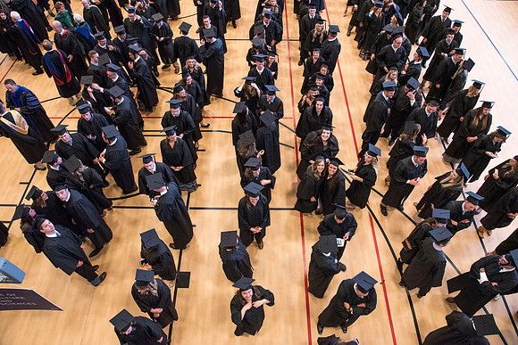 Students of Brigham Young University-Idaho prior to convocation of the Spring 2016 semester. Photo by Ryan Chase.