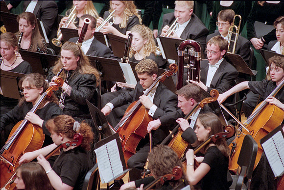 1999 Sacred Music Performance in the Snow Barrus Concert Hall. Commissioned composition by Merrill Jenson. Featuring Ricks College Symphony Orchestra, Collegiate Singers, and Concert Chorale with LDS