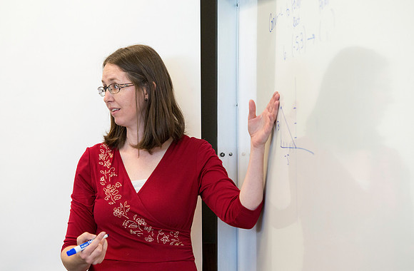 Exemplary Faculty Jen Baxter teaches a Trigonometry class in the Ricks Building.