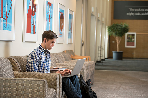 Peter Marshall finds a quiet place to study in the MC.