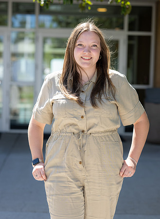 Student on campus for Admissions Viewbook.