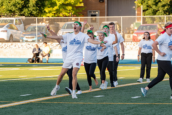 BYU-Idaho Football Teams compete in the Final Game of the Season. Students cheer them on from the stands, as the spirit team and Rix Stix Rally them up.