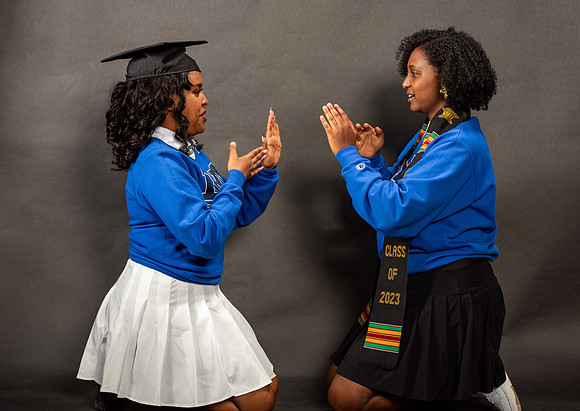 Graduation Portraits of Hermela Denboba and Hana Edossa.