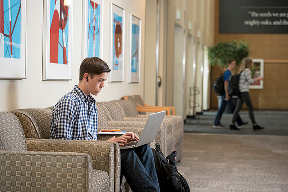 Peter Marshall finds a quiet place to study in the MC.
