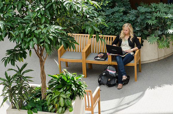 Students studying in the Spencer W. Kimball Building