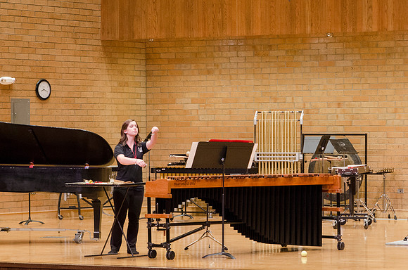 Students playing percussions at the RixStix concert, Spring 2013