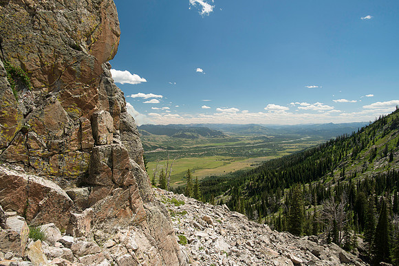A massive rock buttress, several hundred feet tall on the South boundry of the Jackson Hole Ski resort. (Rock climbing video shoot directed by Michael Ballard and assisted by Taylor Ray. Scott Hurst b
