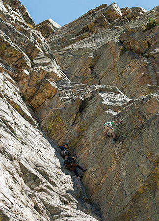 A massive rock buttress, several hundred feet tall on the South boundry of the Jackson Hole Ski resort. (Rock climbing video shoot directed by Michael Ballard and assisted by Taylor Ray. Scott Hurst b