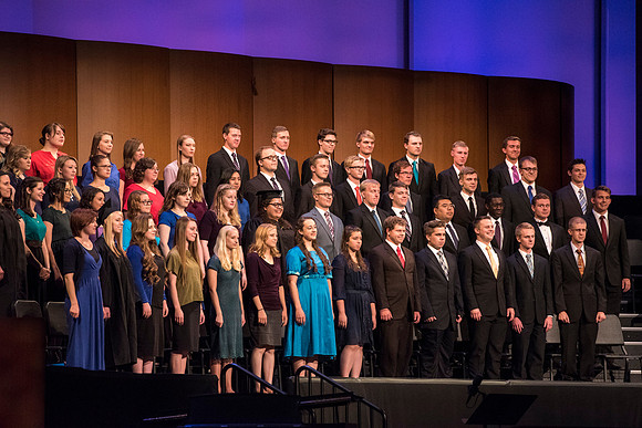 Students of Brigham Young University-Idaho at graduation of the Spring 2016 semester. Photo by Ryan Chase.
