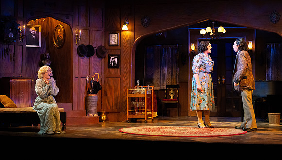 Drama dress rehearsal for the Blithe Spirit play in the Snow theater.