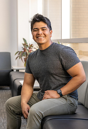 Student on campus for Admissions Viewbook.