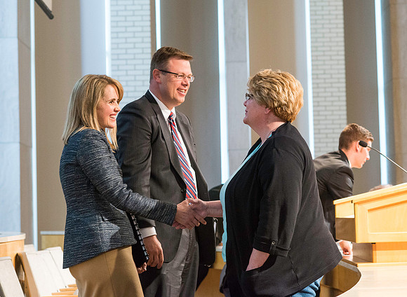 Parents meet with President and Sister Gilbert along with others members of the Executive Office during a Q&A.