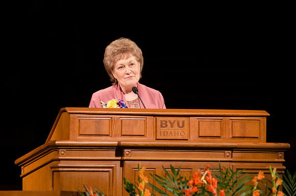 Jo Anne Kay speaks to BYU-Idaho students at Tuesday devotional