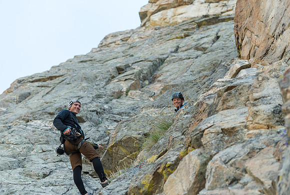 A massive rock buttress, several hundred feet tall on the South boundry of the Jackson Hole Ski resort. (Rock climbing video shoot directed by Michael Ballard and assisted by Taylor Ray. Scott Hurst b