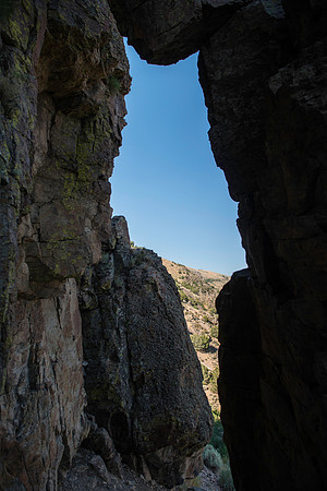 Detail shots of a carabiner. (Climbing wall up Kelly Canyon)