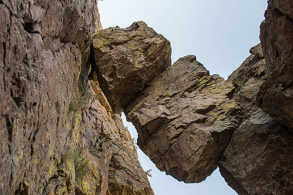 Detail shots of a carabiner. (Climbing wall up Kelly Canyon)