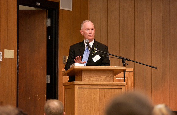 President's Kim B. Clark speaks at the President's Club Banquet.
