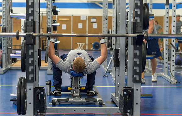 The Fitness Center is located in the old field house portion of the Hart Buiding.