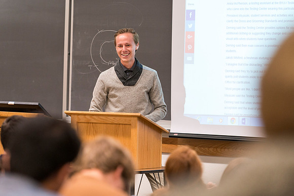 Teacher Assistant, Bobby Holder, discusses with his class about deviating from the norm and the effect it can have on society.