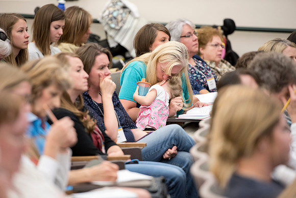 Many people gather to hear speakers and learn during Education Week at BYU-I. 2016