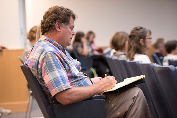 Many people gather to hear speakers and learn during Education Week at BYU-I. 2016