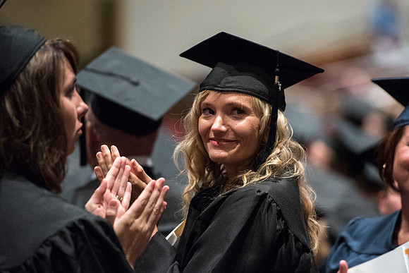Students of Brigham Young University-Idaho at graduation of the Spring 2016 semester. Photo by Ryan Chase.