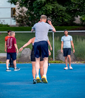 Faculty and community members of BYUI at Speed and Agility triathlete trannings at the stadium.