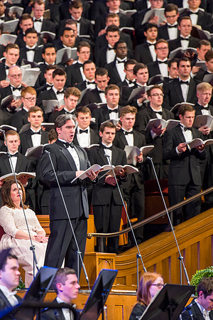 Performers of Brigham Young University - Idaho perform Robert Cundick's 'The Redeemer' at the tabernacle in Temple Square. Photo by Ryan Chase.