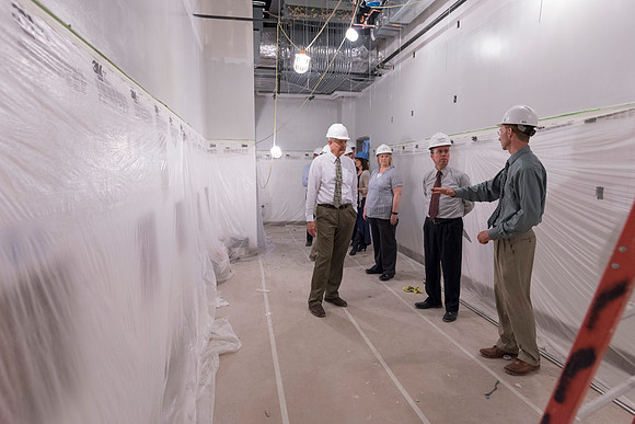 The serving side of the tasting lab in the new science building will have windows to serve food through for taste testing.