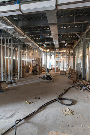 Faculty Members tour the new science building while it is still under construction.