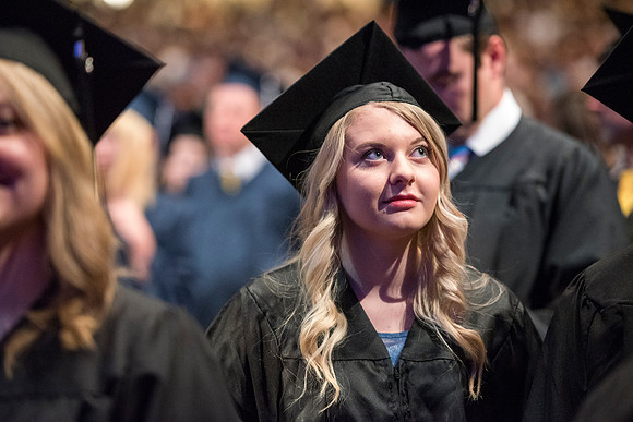 Graduates of Brigham Young University-Idaho entering Convocation ceremony of the Spring 2016 semester. Photo by Ryan Chase.