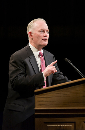 President Kim B. Clark speaks at devotional.