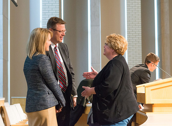 Parents meet with President and Sister Gilbert along with others members of the Executive Office during a Q&A.