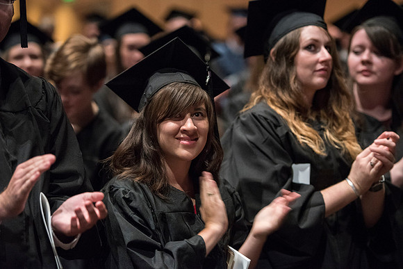 Students of Brigham Young University-Idaho at graduation of the Spring 2016 semester. Photo by Ryan Chase.