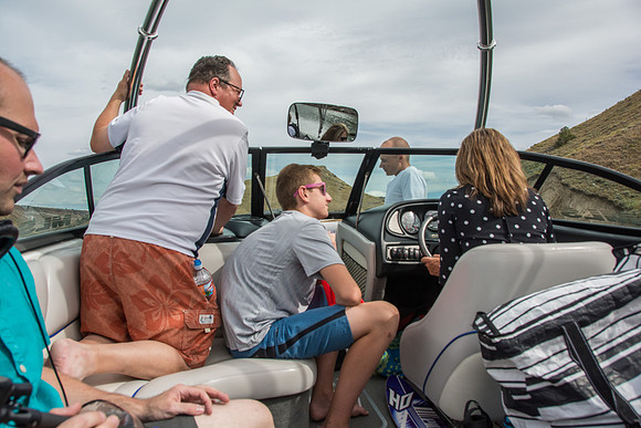 Waterskiing at Ririe Reservoir with BYU-Idaho's President Henry J Eyring. Video shoot for his Fall semester devotional promo video. - Aug 2019