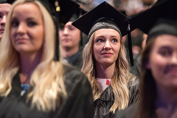 Graduates of Brigham Young University-Idaho entering Convocation ceremony of the Spring 2016 semester. Photo by Ryan Chase.