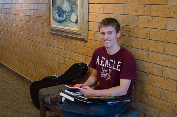 Students studying in the Eliza R Snow Building
