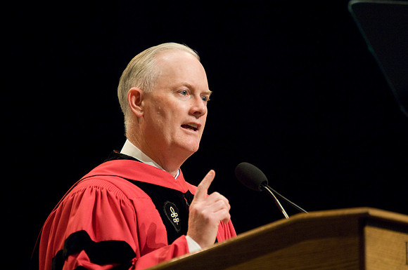President Kim B. Clark speaks during commencement.