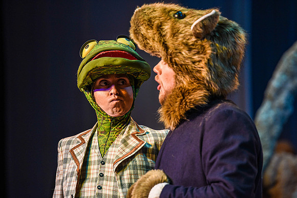 The theatre department's dress rehearsal of the Wind in the Willows in the Snow Drama Theatre.