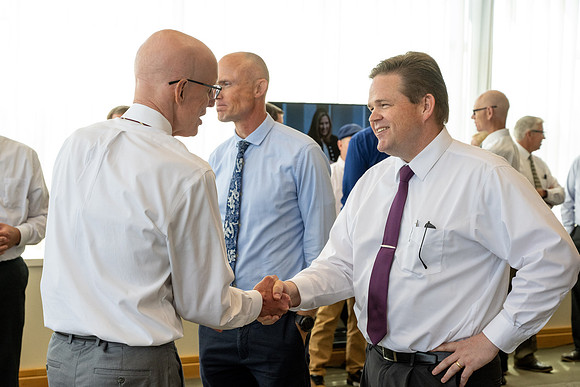 A reception for President Henry J Eyring and his wife Kelly to express their gratitude to employees of BYU-Idaho.